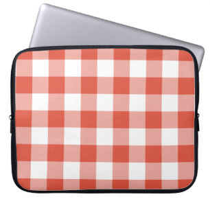 Orange und weißes Gingham-Muster Laptopschutzhülle