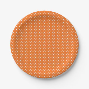 Orange- und Weißpolka-Dot-Teller Pappteller