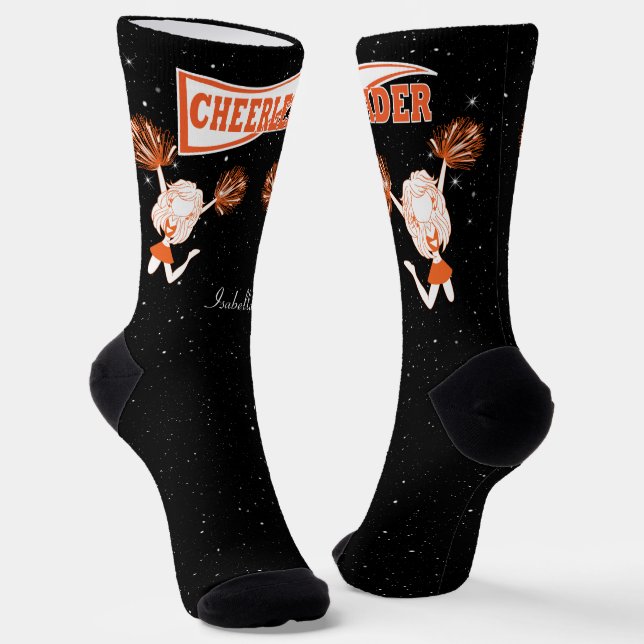 Orange und White Cheerleader Girl Socks Socken (Gewinkelt)