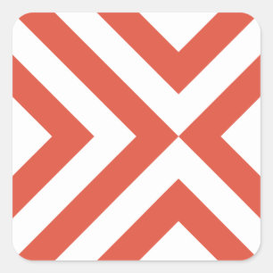 Orange und White Chevrons Quadratischer Aufkleber