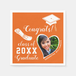 Orange und White Class 2025 Graduate Abschluss Serviette
