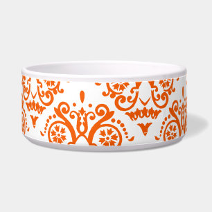 Orange und White Elegano Damask Napf