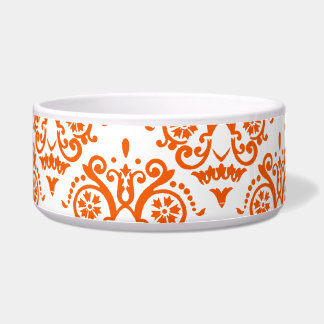 Orange und White Elegano Damask Napf