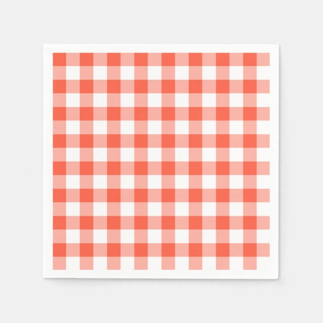 Orange und White Gingham Karo Muster Serviette (Vorderseite)