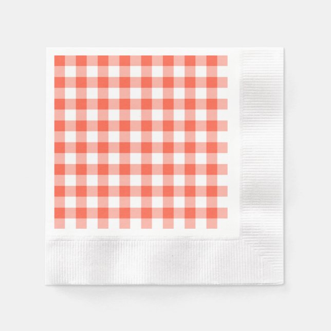 Orange und White Gingham Karo Muster Serviette (Vorderseite)