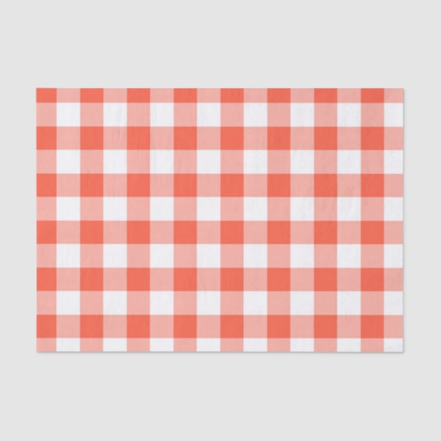 Orange und White Gingham Karo Pattern Seidenpapier (Vorderseite)
