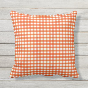 Orange und White Gingham Pattern Kissen Für Draußen