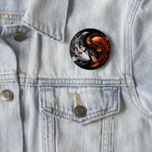 Orange und White Lucky Koi Fisch Japan Kunst Button