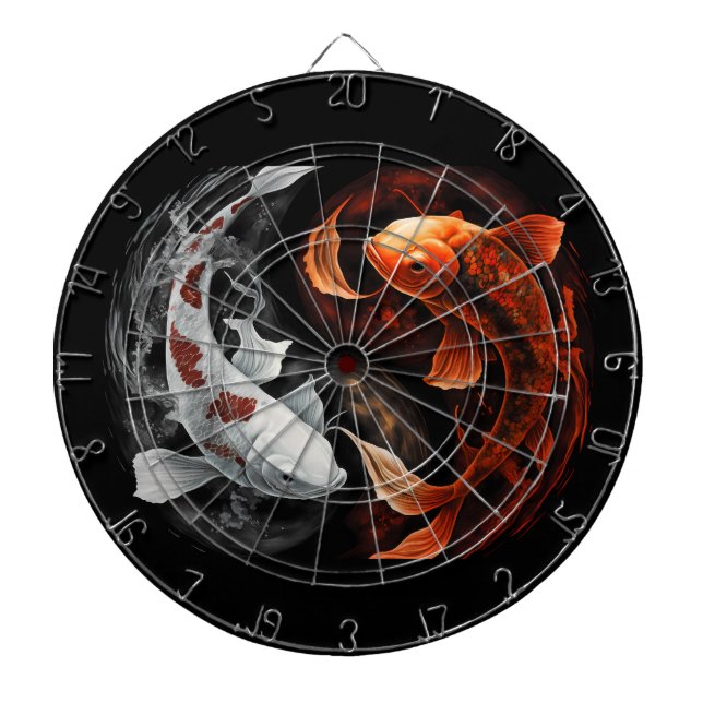 Orange und White Lucky Koi Fisch Japan Kunst Dartscheibe (vorne)