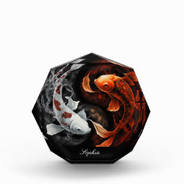 Orange und White Lucky Koi Fisch Japan Kunst Fotoblock