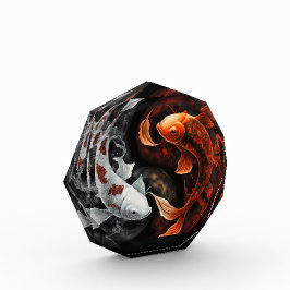 Orange und White Lucky Koi Fisch Japan Kunst Fotoblock