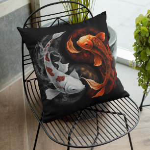 Orange und White Lucky Koi Fisch Japan Kunst Kissen