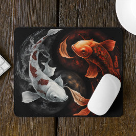 Orange und White Lucky Koi Fisch Japan Kunst Mousepad