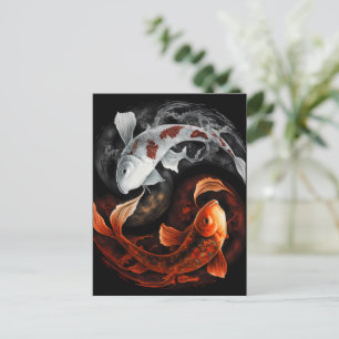 Orange und White Lucky Koi Fisch Japan Kunst Postkarte