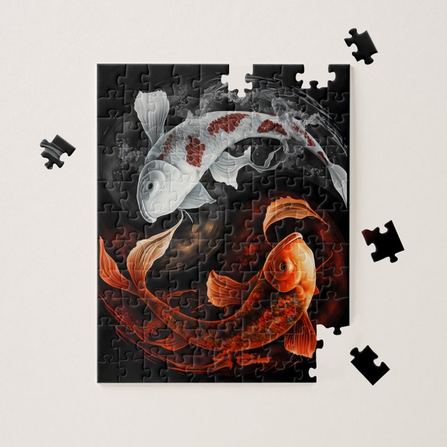Orange und White Lucky Koi Fisch Japan Kunst Puzzle (Von Creator hochgeladen)