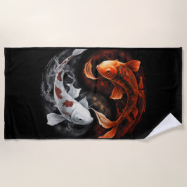 Orange und White Lucky Koi Fisch Japan Kunst Strandtuch