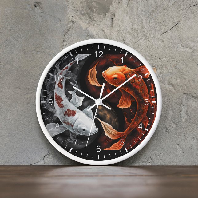 Orange und White Lucky Koi Fisch Japan Kunst Uhr (Von Creator hochgeladen)