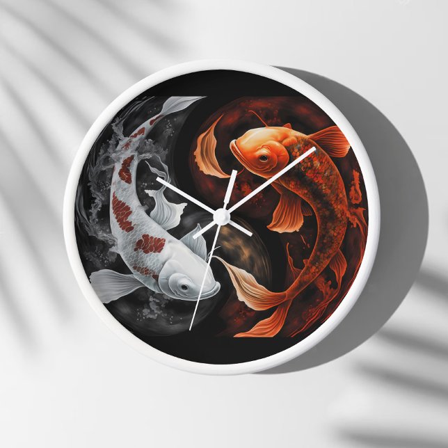 Orange und White Lucky Koi Fisch Japan Kunst Uhr (Von Creator hochgeladen)