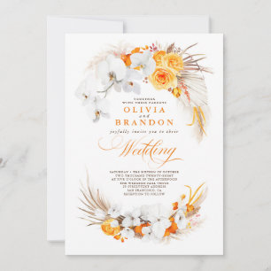 Orange und White Orchids Blume Boho Wedding Einladung