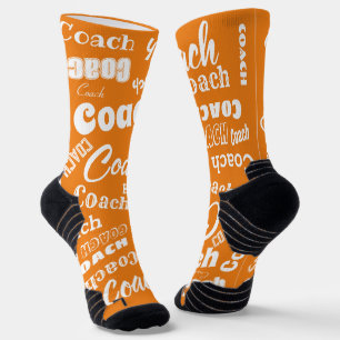 Orange und White Personalisiert Coach Geschenk Nam Socken