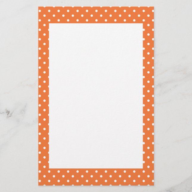 Orange und White Polka Dot Briefpapier (Vorderseite)