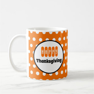 Orange und White Polka Dot Erntedank Kaffee Tasse