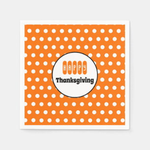 Orange und White Polka Dot Erntedank Napkins Serviette