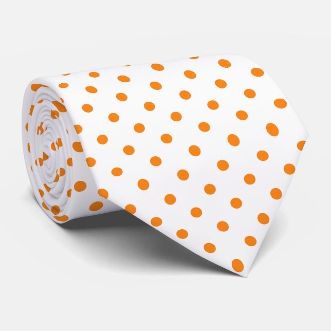 Orange und White Polka Dot Necktie Krawatte (Gerollt)