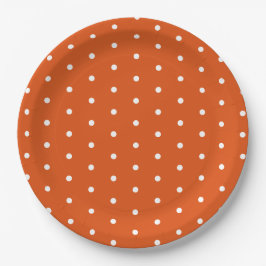 Orange und White Polka Dot Pappteller