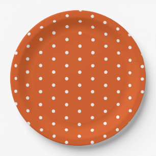 Orange und White Polka Dot Pappteller