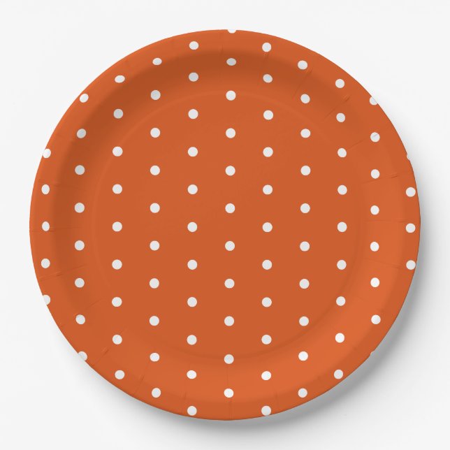 Orange und White Polka Dot Pappteller (Vorderseite)