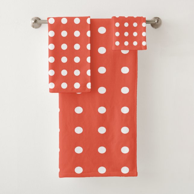 Orange und White Polka Dots Badhandtuch Set (Insitu)
