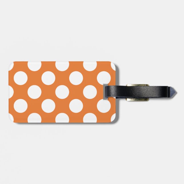 Orange und White Polka Dots Gepäckanhänger (Rückseite horizontal)