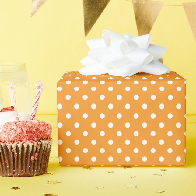 Orange und White Polka Dots Geschenkpapier (Geburtstagsparty)