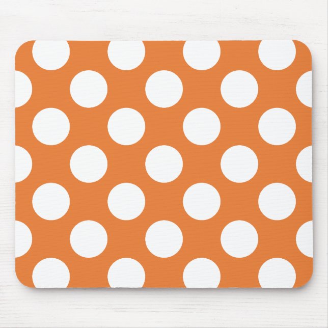 Orange und White Polka Dots Mousepad (Vorne)