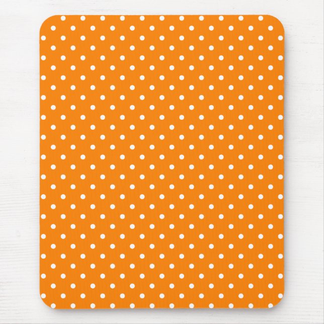 Orange und White Polka Dots Mousepad (Vorne)
