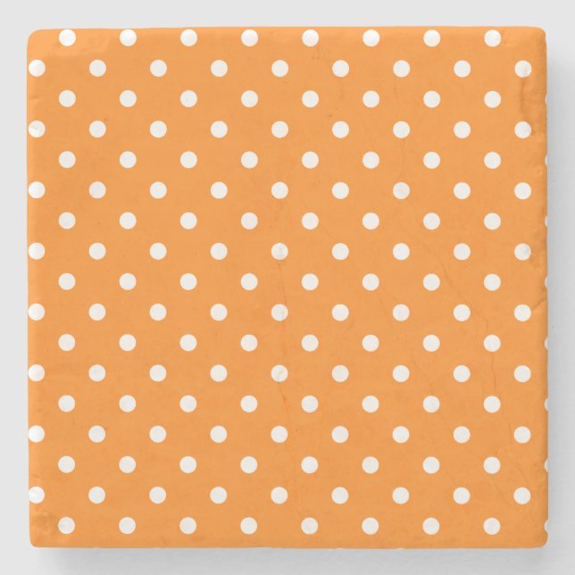 Orange und White Polka Dots Square Untersetzer (Vorderseite)