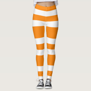 Orange und White Stripes Muster Halloween Leggings