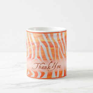 Orange und White Zebra Muster Vielen Dank Tasse