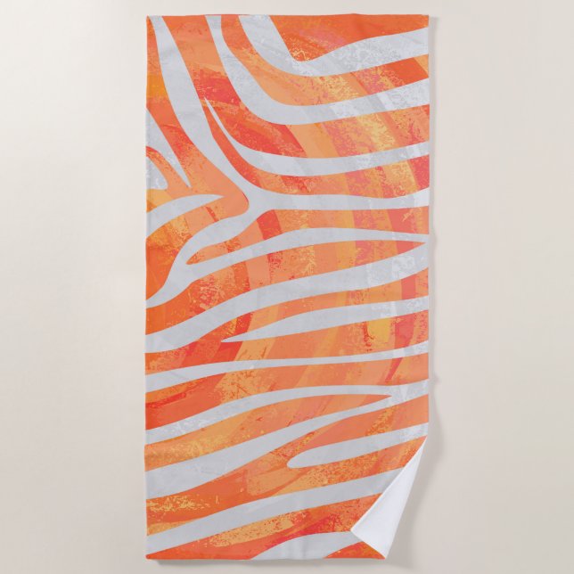 Orange und White Zebra Strandtuch (Vorderseite)