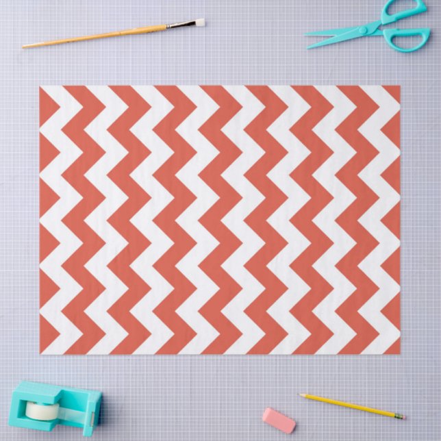 Orange und White Zigzag Tissue Paper Seidenpapier (Basteln)