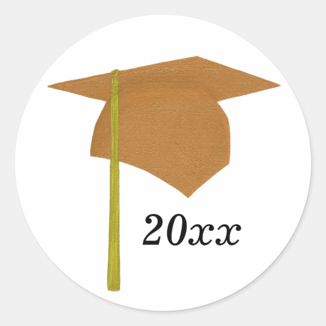 Orange- und Yellow Graduation Cap Stickers, Klasse Runder Aufkleber (Vorderseite)
