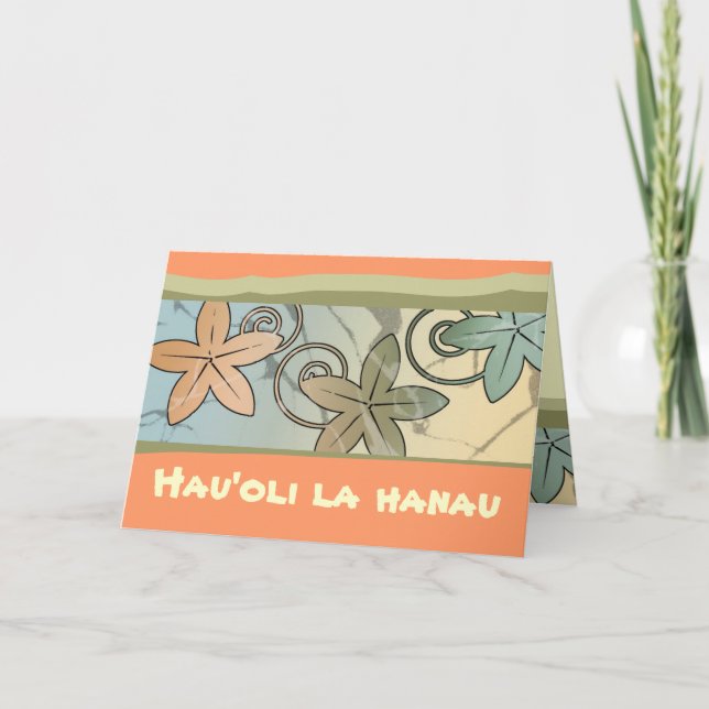 Orange und Yellow Hawaiian Happy Birthday Card Karte (Vorderseite)