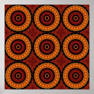 Orange und Yellow Retro Mandala Poster
