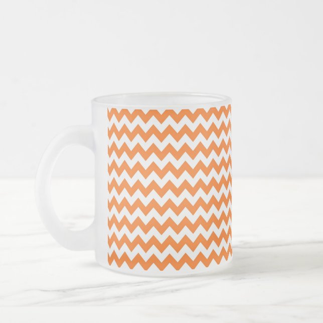 Orange und Zickzack Zigzag Muster Mattglastasse (Links)