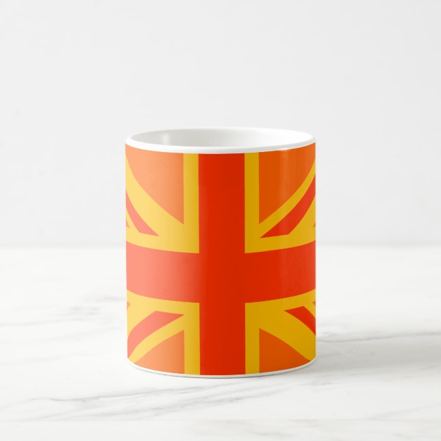 Orange Union Jack British Flag Dekor Tasse (Mittel)