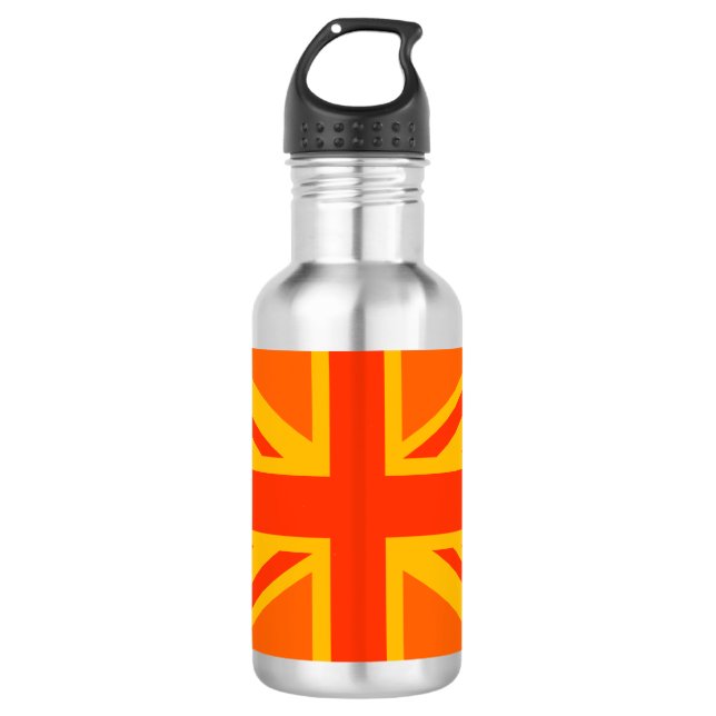Orange Union Jack British Flag Swag Trinkflasche (Vorderseite)
