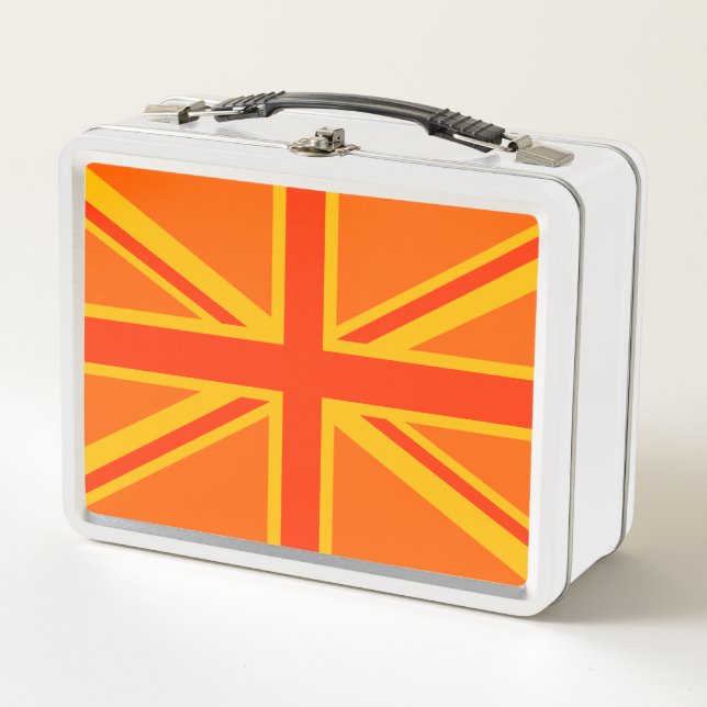 Orange Union Jack Metall Brotdose (Vorderseite)