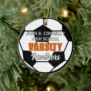 Orange Universitäts-Fußball Custom-Hochschul-Weihn Keramik Ornament