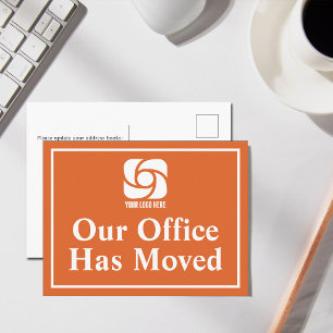 Orange Unser Büro ist umgezogen Firmenlogo Postkarte